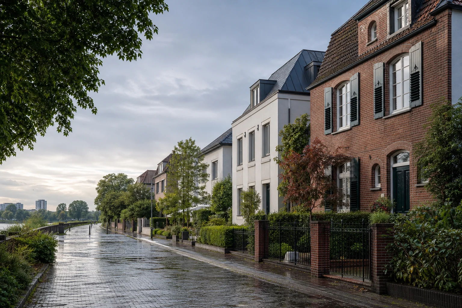 Ruhige Wohnarchitektur mit rheinischer Grünstruktur